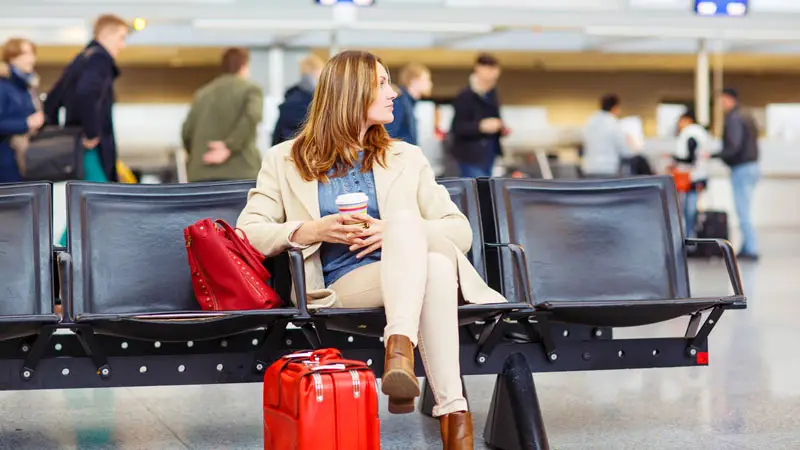 Woman sitting in an airport